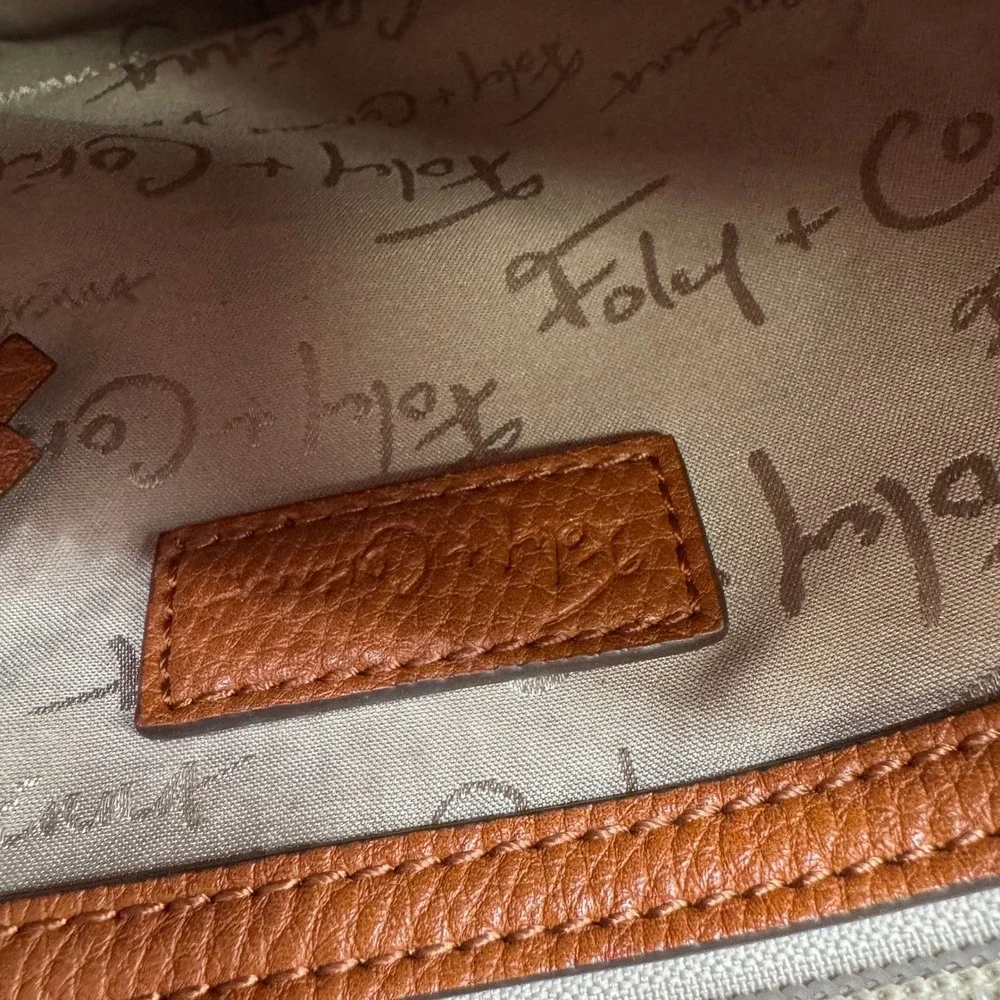 Foley & Corinna Satchel Bag Womens Medium Cognac Leather Crossbody Handbag